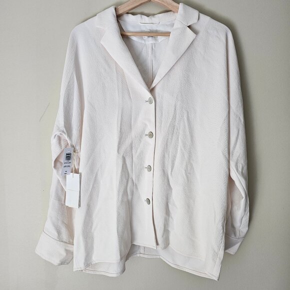 Aritzia Wilfred New Flowy Button-up Shirt - 2020 - Light Birch - Sz S - NWT - Picture 1 of 15